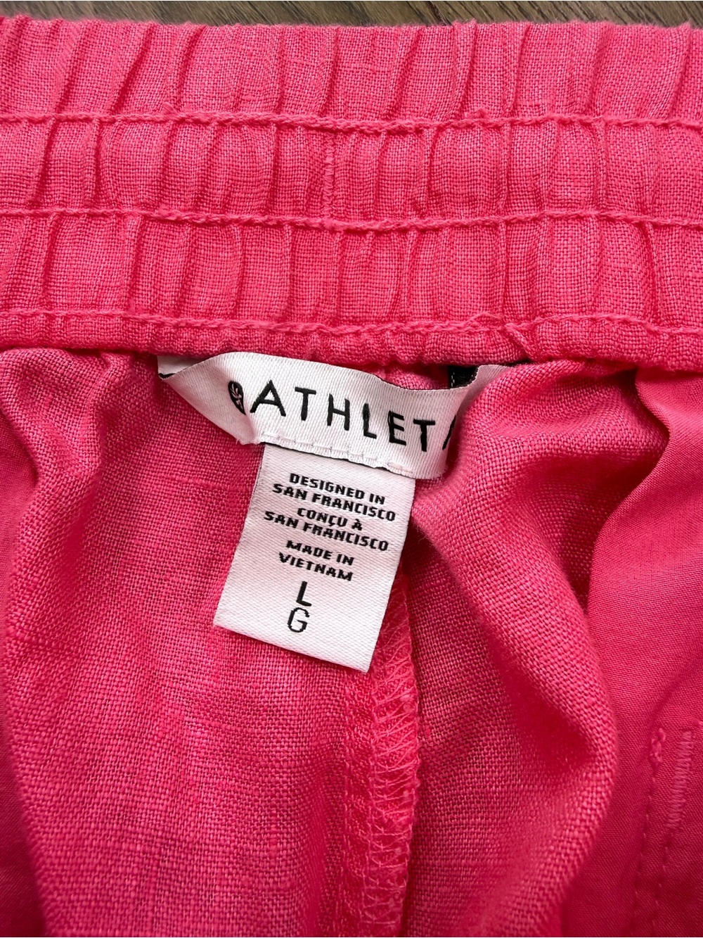 NWT Athleta Retreat Linen High Rise Wide Leg Pant Hot Pink Size Large - Picture 7 of 12
